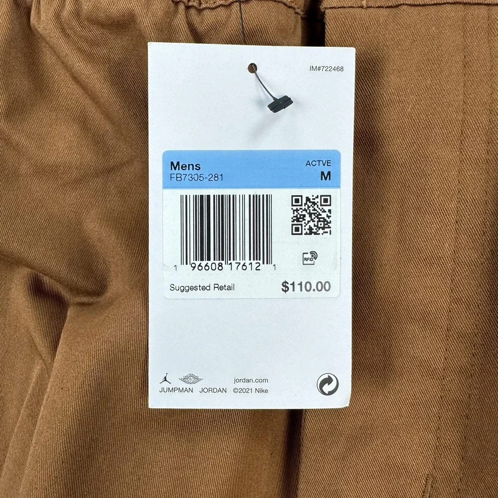 Jordan Cargo Pants Mens Medium Brown Stretch Drawcord Hem Utility FB7305-281